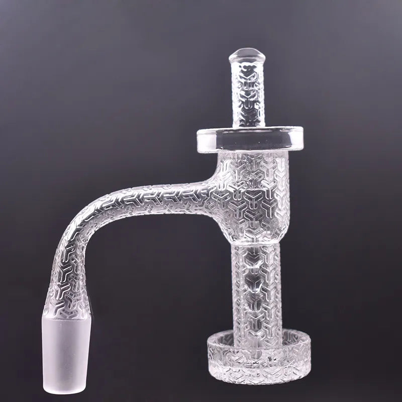 Engraved Etched Terp Slurper and Matching Carb Cap Quartz Banger - 14mm Male