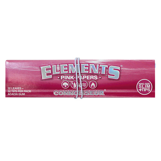 Elements Pink Connoisseurs (King Size Slim) - Rolling Papers with Tips