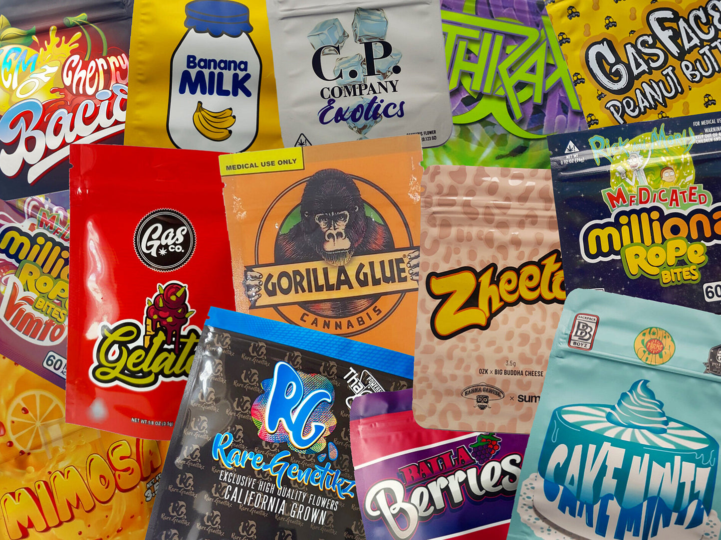 Mixed Lot California Branded Mylar Cali Packs