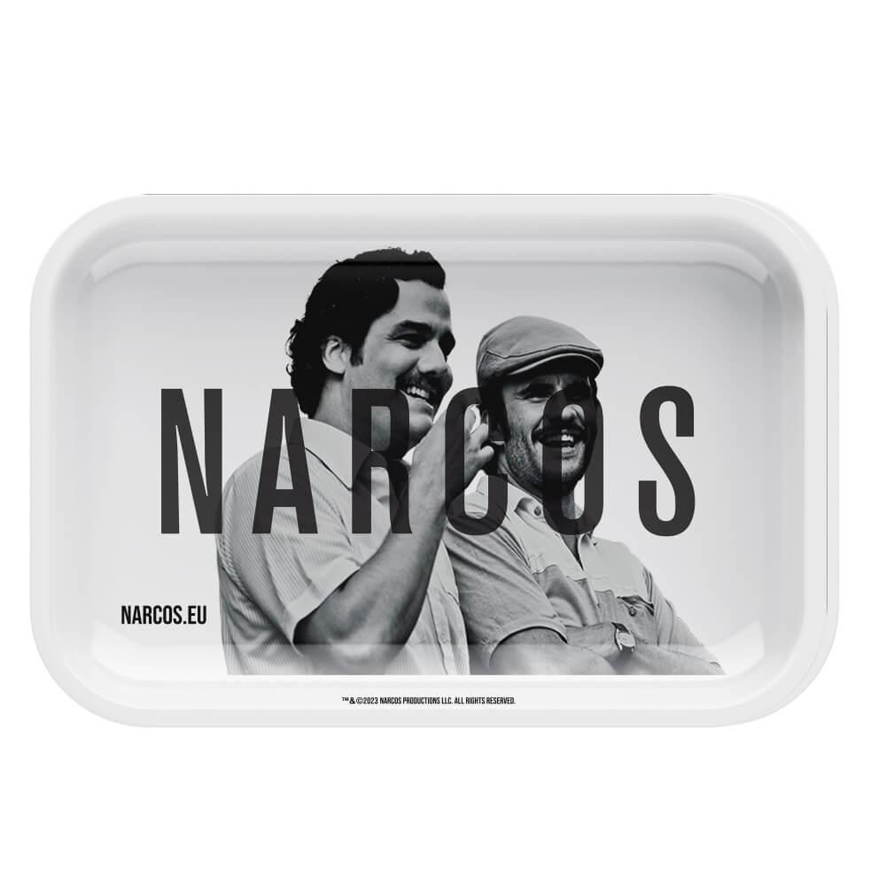 Narcos Metal Rolling Tray White Medium 19x29cm - Pop Tops Ireland