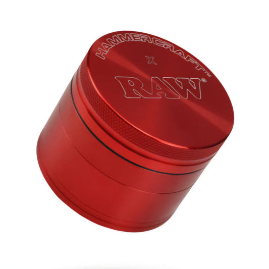 RAW x Hammer Craft Large Aluminium Grinder Red 4 Parts - 61mm