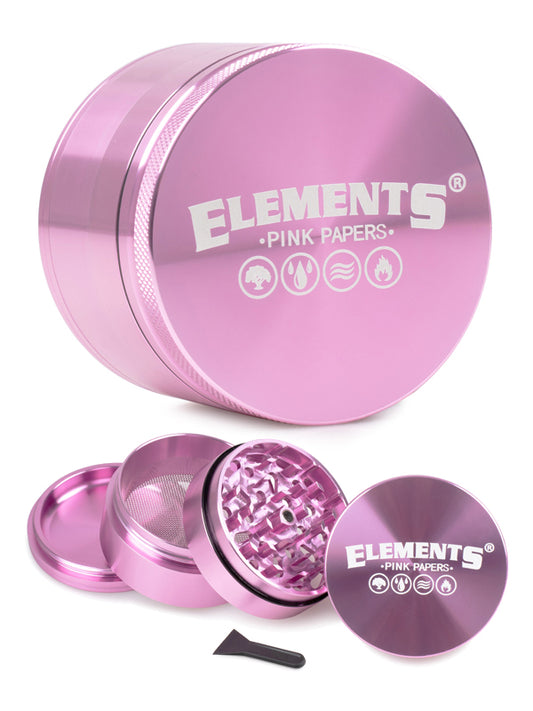 Elements Pink Aluminium Grinder 4 Parts - 61mm