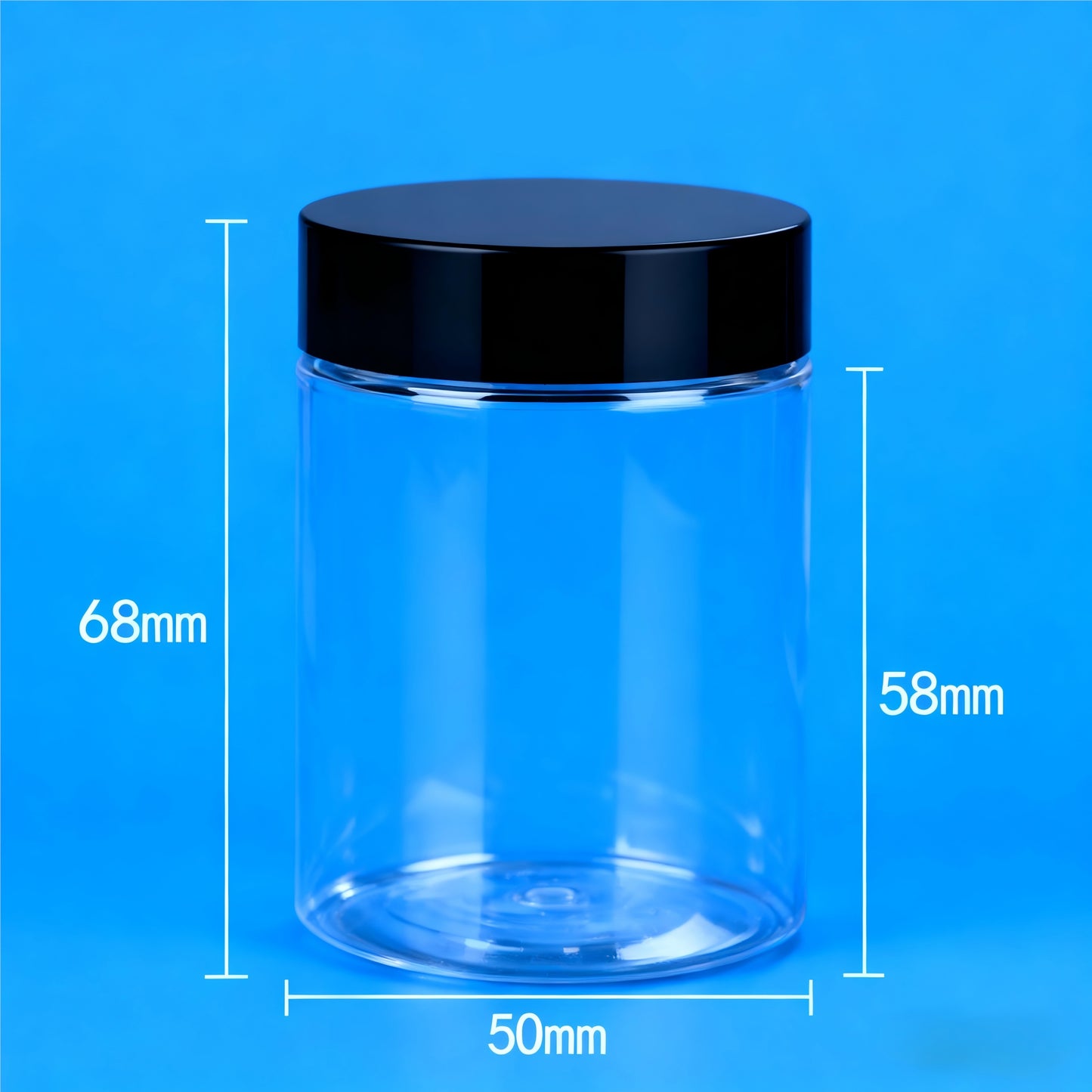 100ml Clear Plastic Cylinder Jar with Black Lid (7-10g)