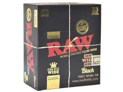 Raw Black Rolling Papers (King Size) Wide Skins - Pop Tops Ireland