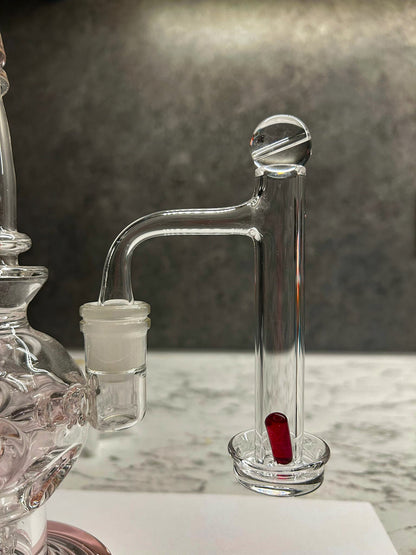 100mm Flared Dish Control Tower w Ruby Pill and Top Marble Banger Quartz