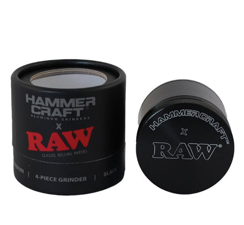 RAW x Hammer Craft Large Aluminium Grinder Black 4 Parts - 61mm