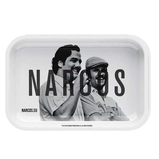 Narcos Metal Rolling Tray White Medium 19x29cm - Pop Tops Ireland