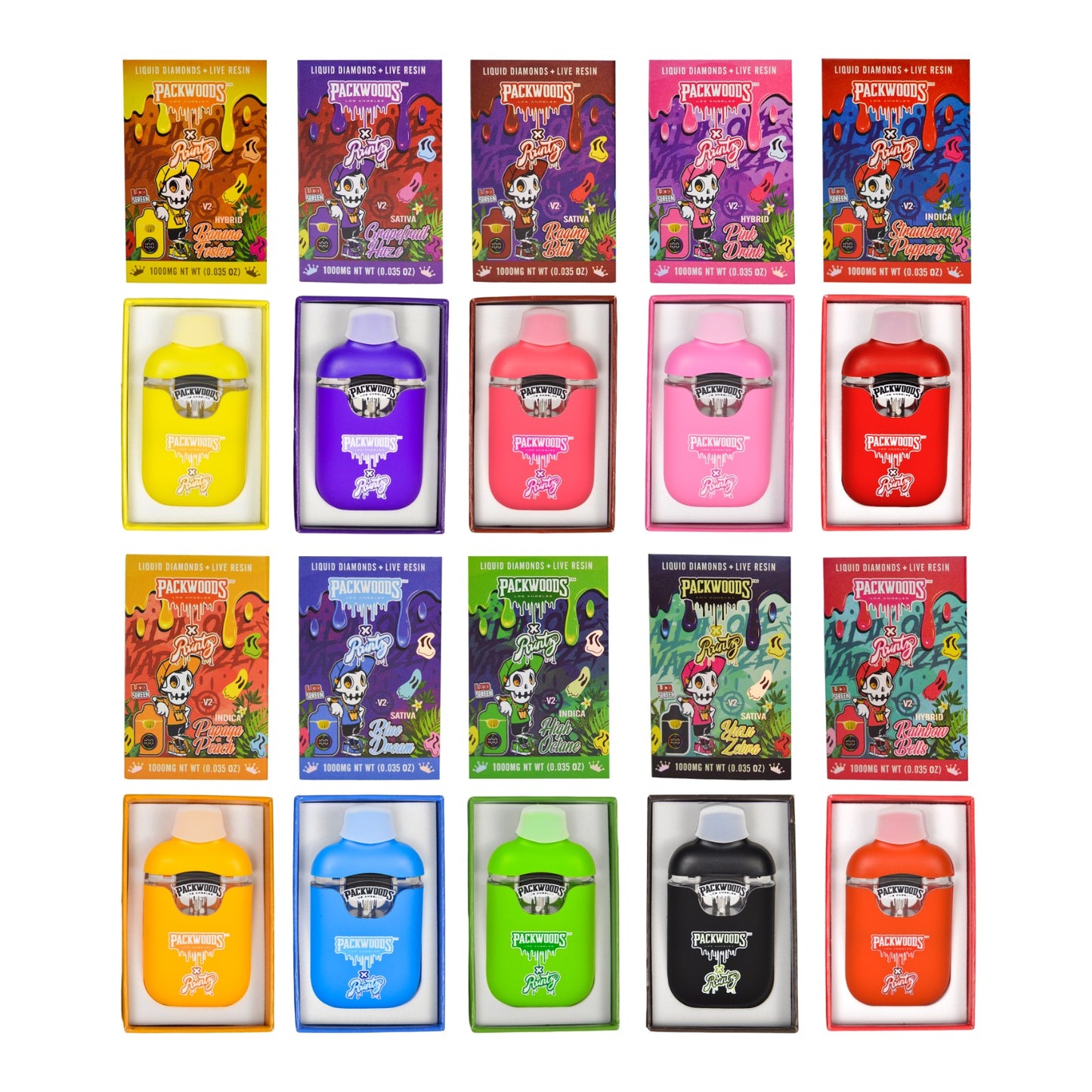 Packwoods x RUNTZ Disposable Empty Vapes - 1g - 1 Box (50 Vapes)