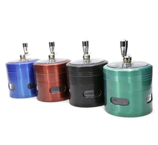 Hand Crank 60mm Herb Grinder - 4 Piece