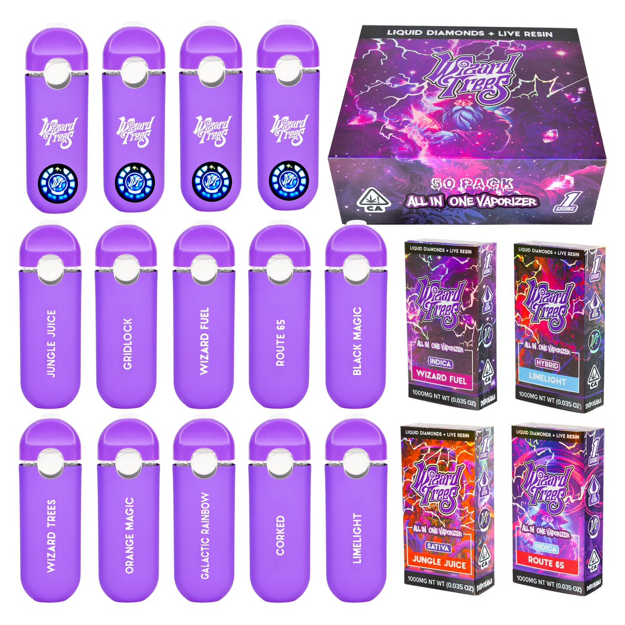 Wizard Trees - Disposable Empty Vapes - 1g - 1 Box (50 Vapes)