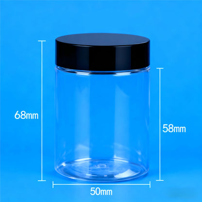 100ml Clear Plastic Cylinder Jar with Black Lid (7-10g)