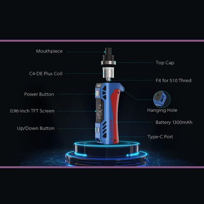Yocan Cylo Wax Vaporizer - Red/Blue