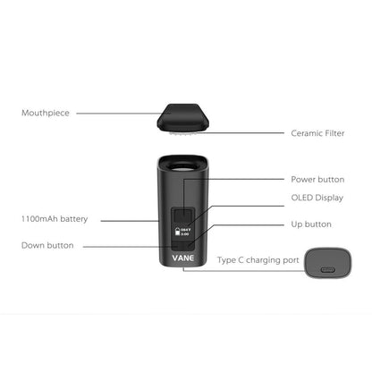 Yocan Vane 2 Portable Herb Vaporizer - Black