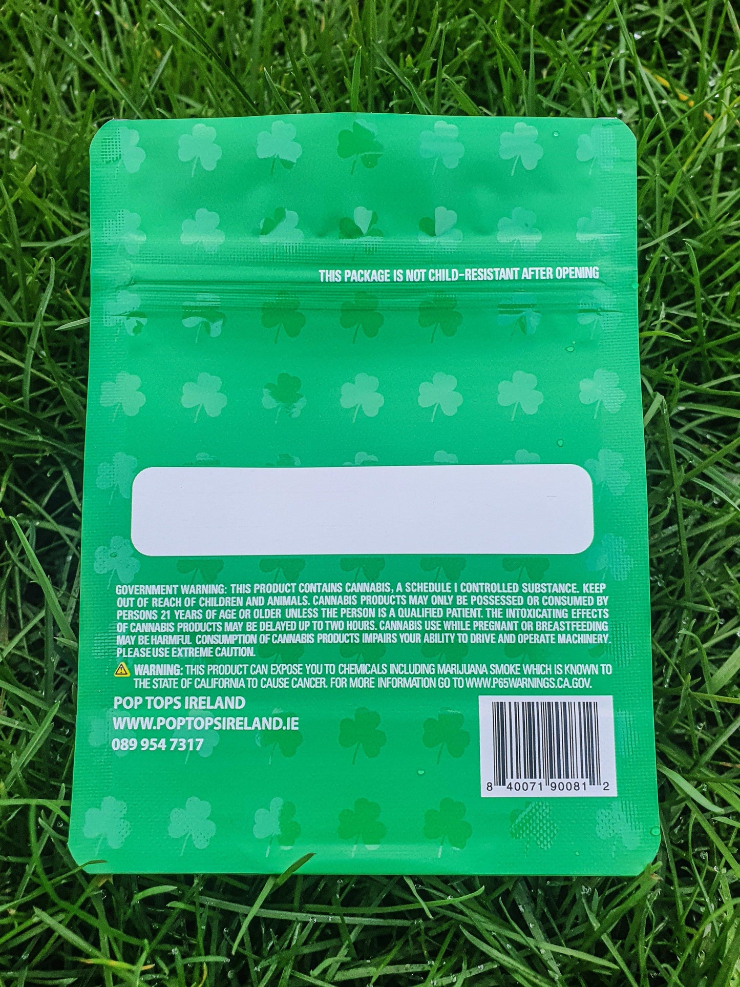 Irish Green Mylar Bags (3.5-10g) - Pop Tops Ireland