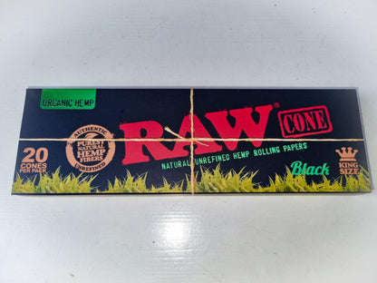 Raw Black Organic Hemp Cones (King Size) 20 pack - Pop Tops Ireland