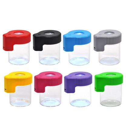 Air Tight Glass Storage Magnifying Jar with LED - Pop Tops Ireland