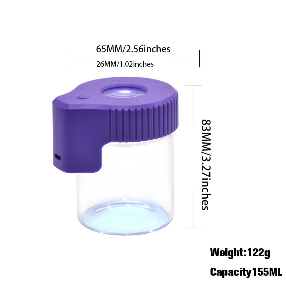 Air Tight Glass Storage Magnifying Jar with LED - Pop Tops Ireland