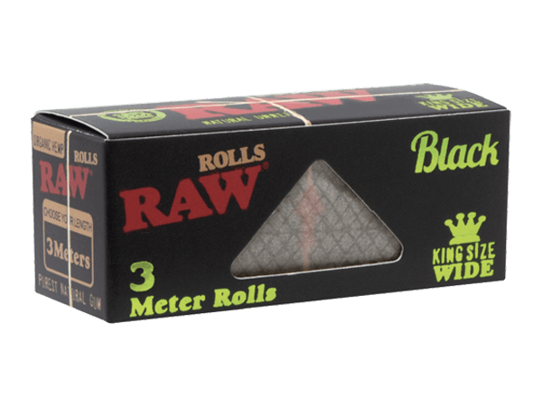 RAW Black Organic Hemp Rolls - King Size (3m) - Pop Tops Ireland