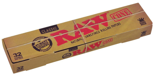 RAW Classic Pre-Rolled Cone King Size 109mm 32 Pack - Pop Tops Ireland