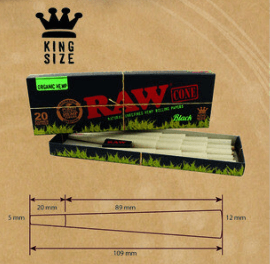 Raw Black Organic Hemp Cones (King Size) 20 pack - Pop Tops Ireland